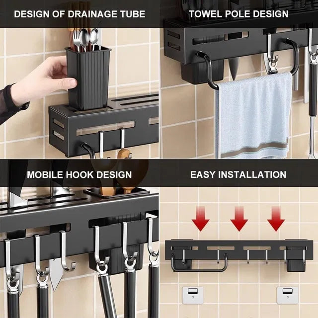 Wall Mounted Magnetic Knife Holder & Cutlery Organizer