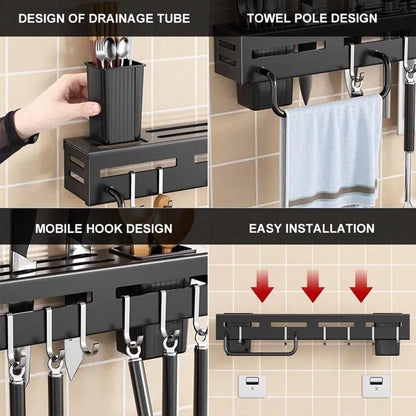 Wall Mounted Magnetic Knife Holder & Cutlery Organizer