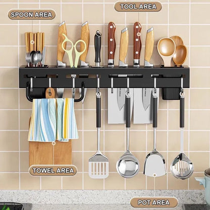 Wall Mounted Magnetic Knife Holder & Cutlery Organizer